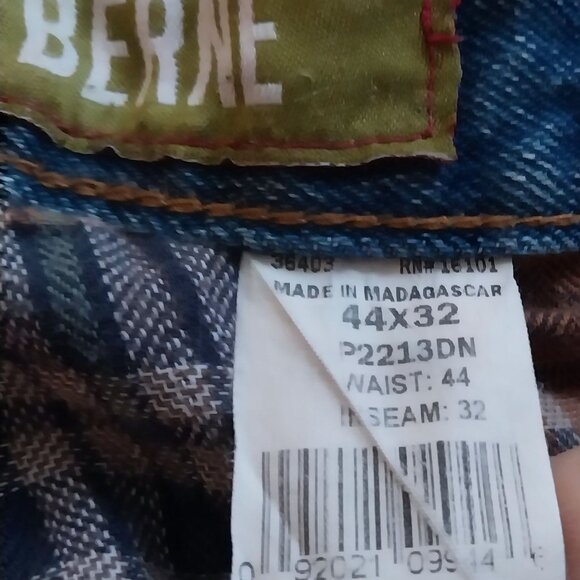 Berne Mens Original Dungaree Jeans 44x32 Blue Cotton Flannel-Lined Work Pants Du - Picture 4 of 7